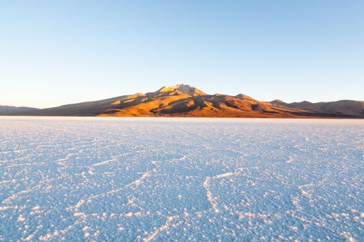 Salar de Uyuni, Bolivia. Largest salt flat in the world. Bolivian landscape. Cerro Tunupa view