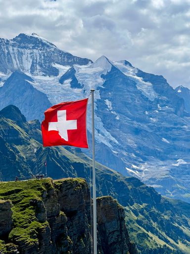 Swiss Flag in the Jungfrau region in canton Bern