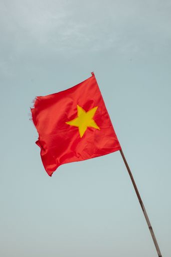 The Vietnamese flag fluttering in the air