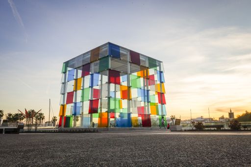 Centre Pompidou Malaga, The Centre Pompidou, The cube, Pop up museum, Malaga, Andalusia, Spain.