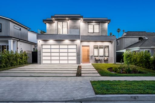 An exterior view of a contemporary new home in Los Angeles.