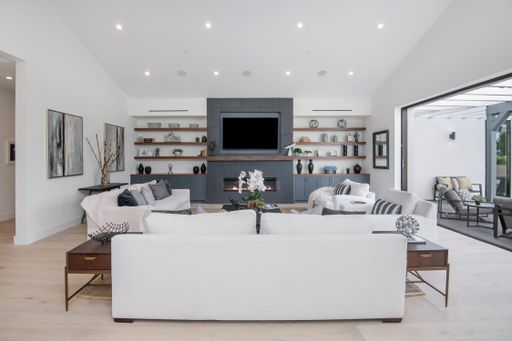 A spacious modern living room in a modern new construction home in Los Angeles