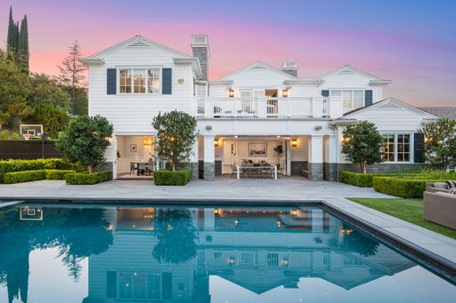 A pool in a new construction home in Encino, California