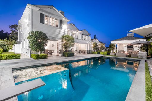 A new construction home in Encino, California with spacious outdoor pool