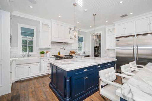A kitchen in a new construction home in Encino, California