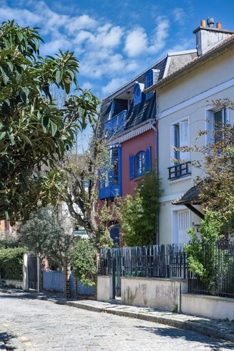 Paris, picturesque neighborhood of the Campagne in Paris, in the 20e arrondissement, in spring