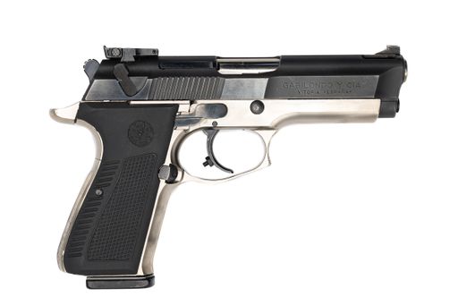 A closeup of a Llama M-87 M-82 semi-automatic pistol on a white background
