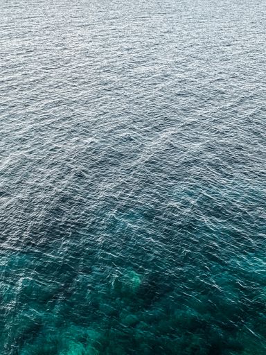 An aerial shot of the ocean from above