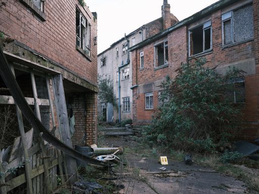 Abandoned and derelict industrial site awaiting redevelopment