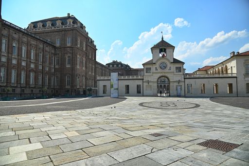 An exterior view of the Savoy Reggia of Venaria Reale and Gardens in Turin, Italy