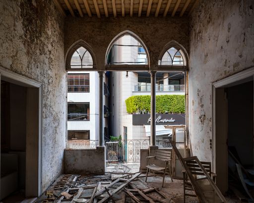 A port mansion damaged by the 2020 explosion in Beirut, Lebanon