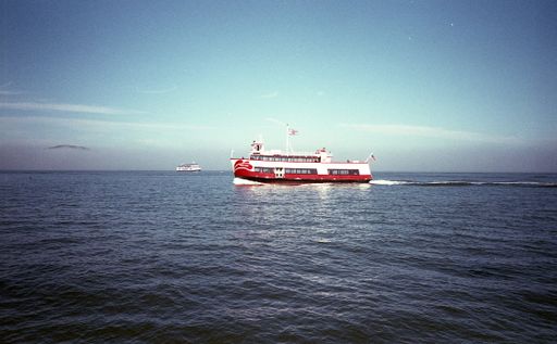 Ferry and ship sailing in San Francisco Bay