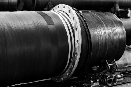 A large industrial pipe in factory in Johannesburg, South Africa
