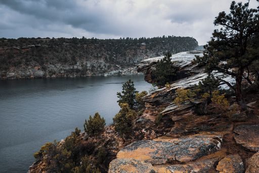 A scenic view of Fremont Canyon right outside Casper, Wyoming on a cloudy day