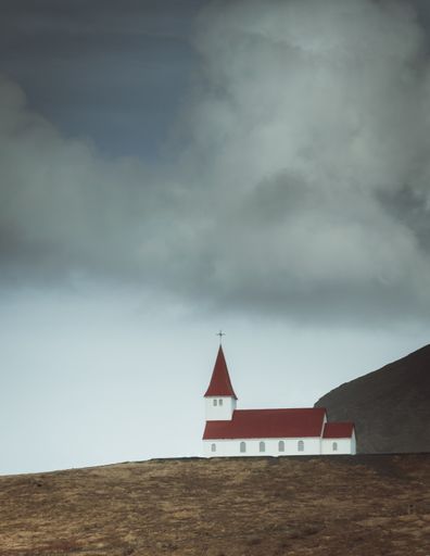 The Vik Church, located in the charming coastal town of Vik i Myrdal in Iceland.
