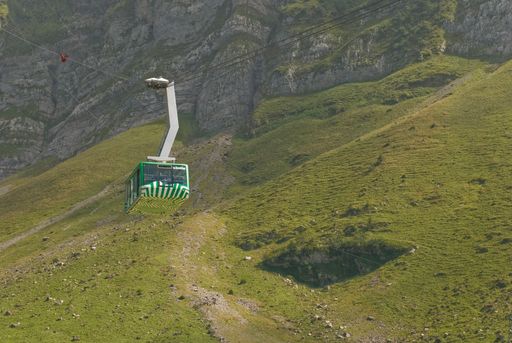 A cable car in mountainous Santis Schwagalp Switzerland