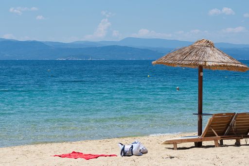 Koukounaries beach. famous sandy beach and the bay of Koukounaries a natural beauty, exotic beach , Skiathos island, Sporades, Greece