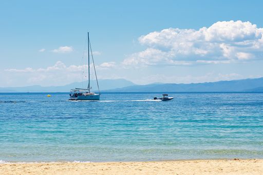 Koukounaries beach. famous sandy beach and the bay of Koukounaries a natural beauty, exotic beach , Skiathos island, Sporades, Greece