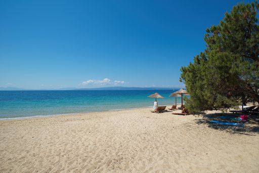 Koukounaries beach. famous sandy beach and the bay of Koukounaries a natural beauty, exotic beach , Skiathos island, Sporades, Greece
