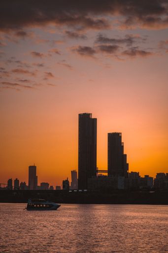 A beautiful shot of sunset over the cityscape