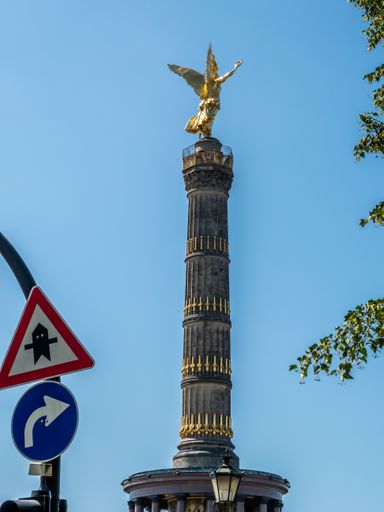 The Victory Column against the blue sky, Berlin, Germany