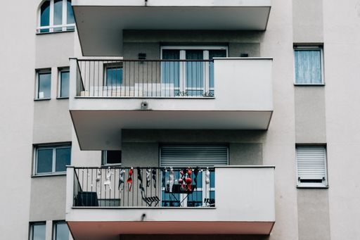 The bras hanging from balcony
