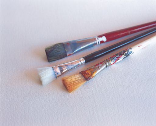 An overhead shot of a set of painting brushes on an isolated background