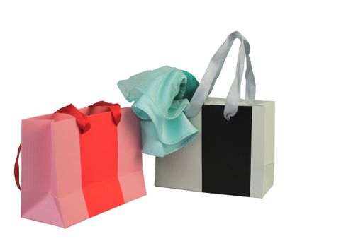 An isolated shot of shopping bags on a white backgrou