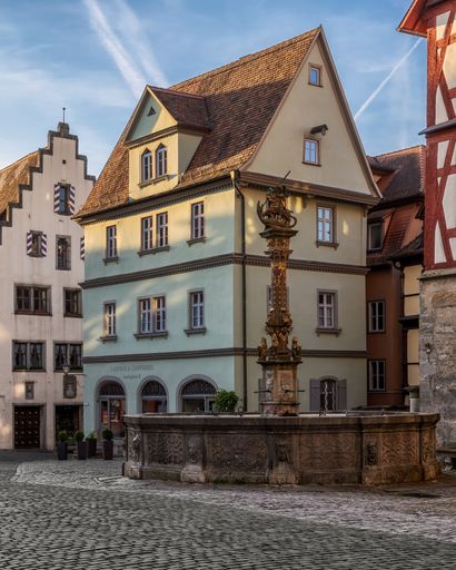 The Historic Market Square in Rothenburg ob der Tauber, Bavaria, Germany, Europe.