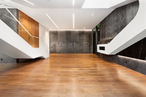 Contemporary staircases in spacious building interior