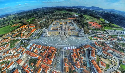 An aerial view of the famous Mafra palace, Portugal