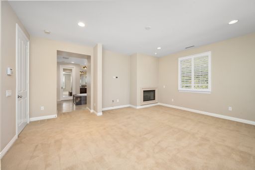 An empty room with tan walls. California, USA