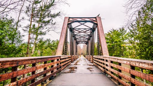 A metal bridge over water in Jay Cooke State Park, Minnesota