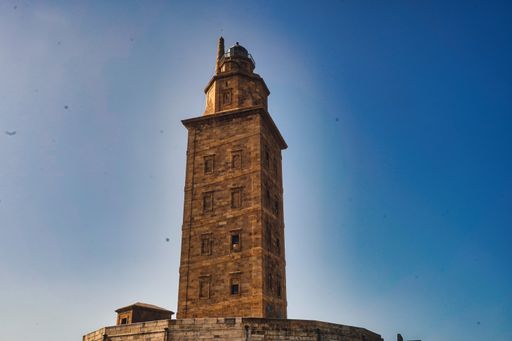 The Tower of Hercules under a blue sky in Spain
