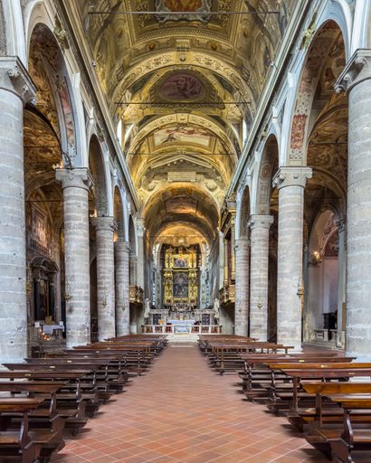 The interior view of historic church in Brescia, Italy