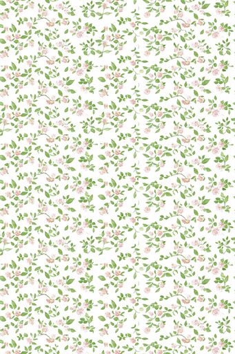 Seamless floral pattern with delicate pink flowers and green leaves on a white background