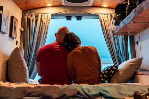 A couple exploring Canada in a camper van. Vanlife up and back down the Ice Fields Parkway. Banff and Jasper through the Canadian winter.