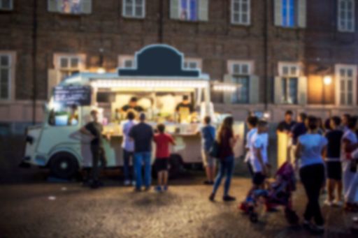 Blurred on purpose food truck festival food stall