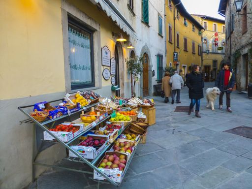 People on street in Castellina in Chianti, village of  theToscana, Italy.