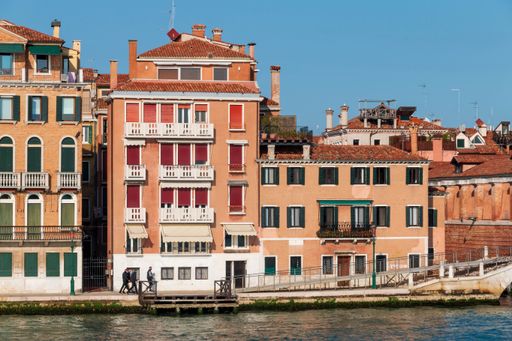 The iconic buildings of Venice at Piazza San Marco and the Punta Della Dogana in Italy