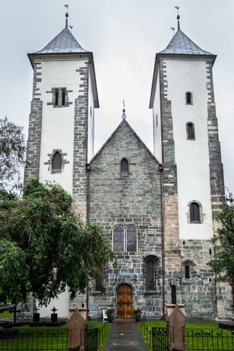 A vertical low angle shot of St. Mary’s Church in Bergen, Norway