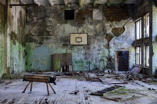A gymnasium in Chernobyl, Pripyat, Ukraine (Former USSR). Photograph 2017.