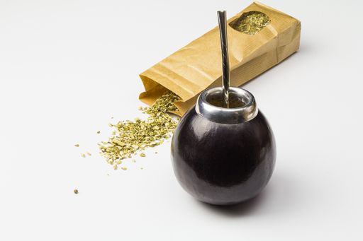 A close up of Yerba mate on an isolated white background