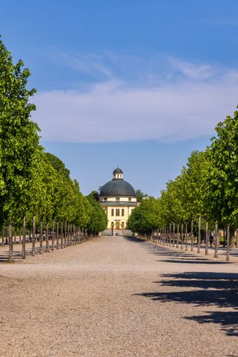 Drottningholm Palace in Stockholm, Sweden on a sunny day with clear blue skies