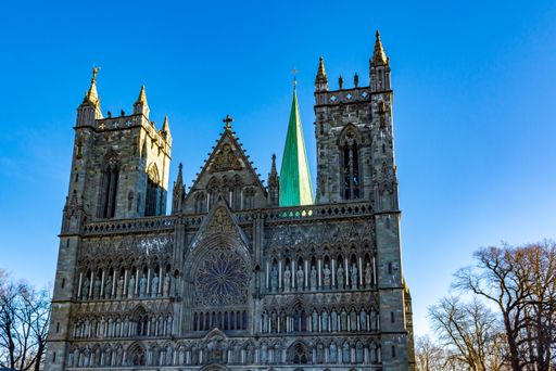 A beautiful view of the Nidaros Cathedral in Trondheim Norway on a sunny day