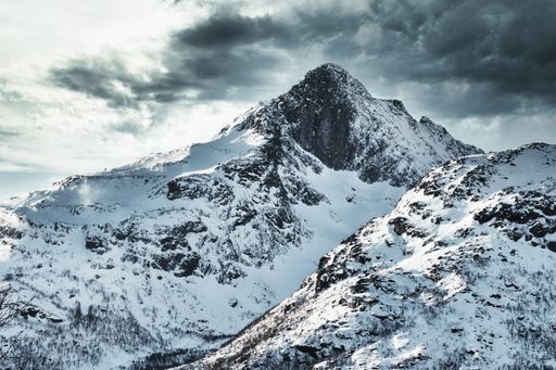 A beautiful view of the High snow mountains close to Troms in February
