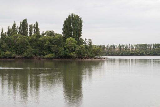 The Rio Negro River flowing through Carmen de Patagones, Argentina