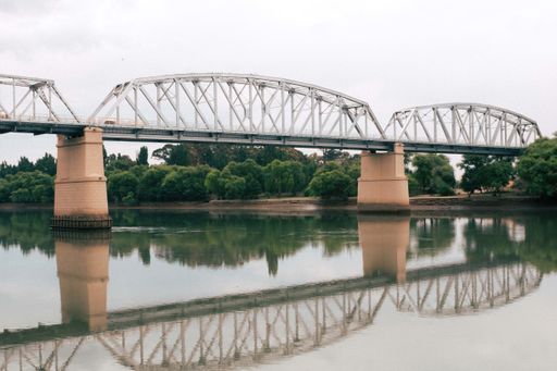 A bridge over the Rio Negro River flowing through Carmen de Patagones, Argentina