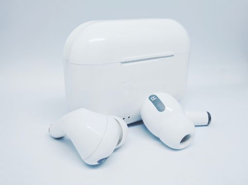 A white wireless earphones with case isolated on white background