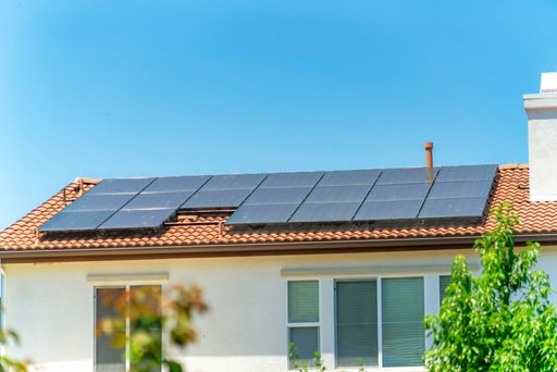A house with solar panels on the roof